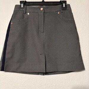 Lohla Sport Navy Brown Houndstooth Mini Sport Golf Pickleball Stretch Mini Skort